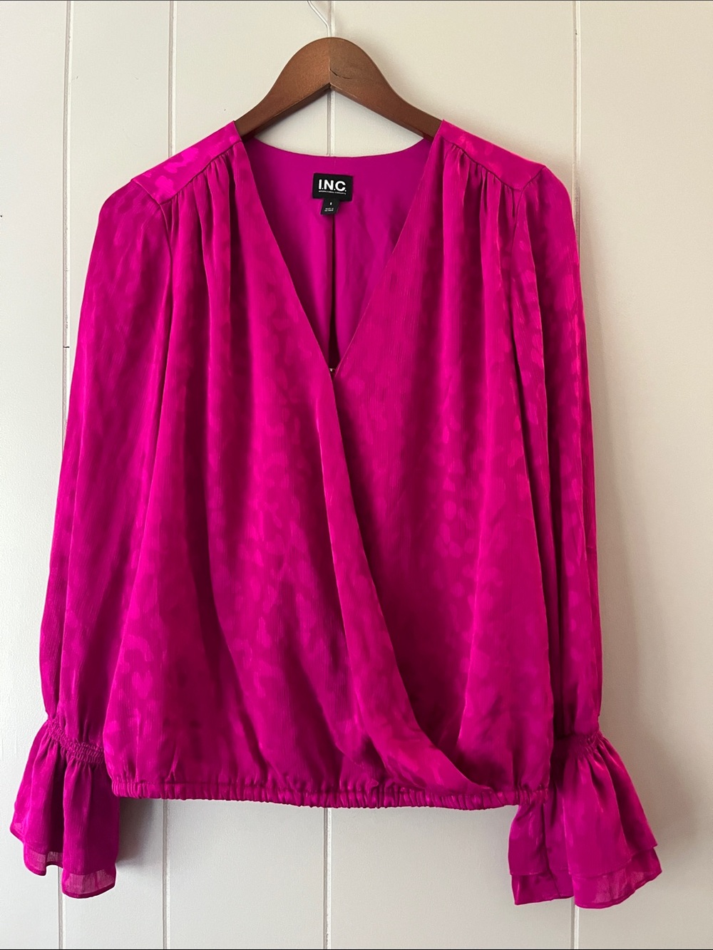 INC International Concepts Bright Fuchsia Surplice Blouse